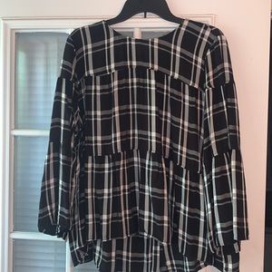 Black and White tiered blouse